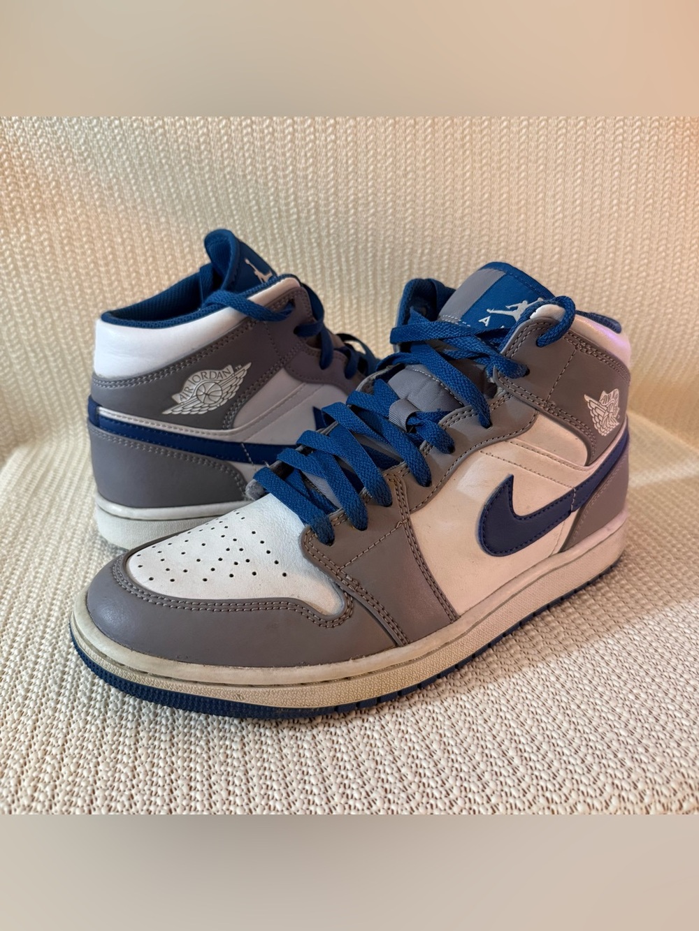 Jordan 1 Mid Cement Grey True Blue DQ8426-014 Men’s 8.5